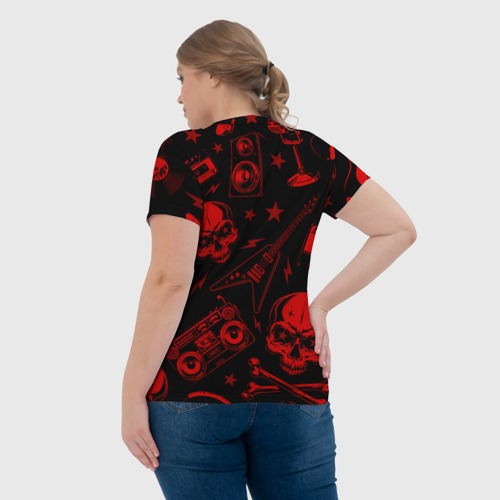 Женская футболка 3D с принтом Five Finger Death Punch rock glitch, вид сзади #2