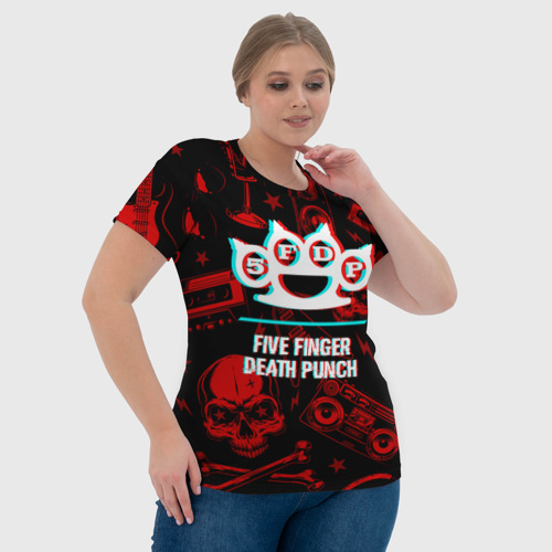 Женская футболка 3D с принтом Five Finger Death Punch rock glitch, фото #4