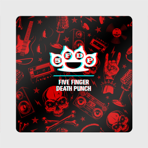 Магнит виниловый Квадрат Five Finger Death Punch rock glitch