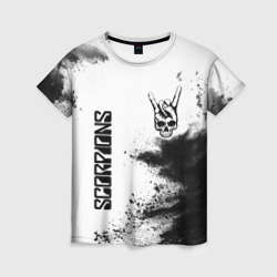Женская футболка 3D Scorpions и рок символ на светлом фоне
