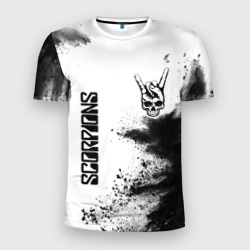 Мужская футболка 3D Slim Scorpions и рок символ на светлом фоне