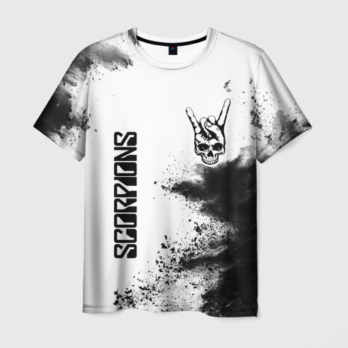 Мужская футболка 3D Scorpions и рок символ на светлом фоне, цвет 3D печать