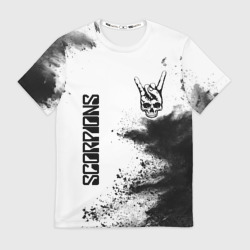Мужская футболка 3D Scorpions и рок символ на светлом фоне