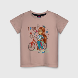 Детская футболка хлопок Девушка с велосипедом
