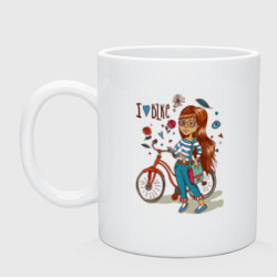 Кружка керамическая Девушка с велосипедом