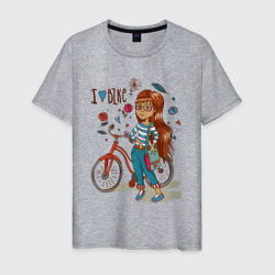 Мужская футболка хлопок Девушка с велосипедом
