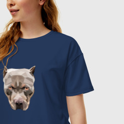 Женская футболка хлопок Oversize Питбуль полиагональный - фото 2