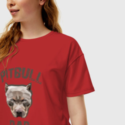 Женская футболка хлопок Oversize Pitbull dad - фото 2