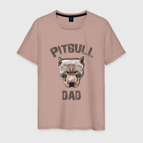 Мужская футболка хлопок Pitbull dad, цвет пыльно-розовый