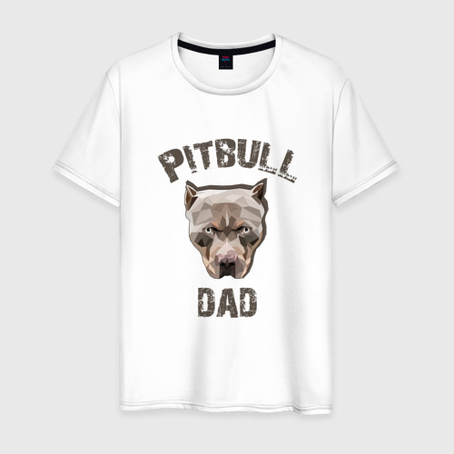 Мужская футболка из хлопка с принтом Pitbull dad, вид спереди №1