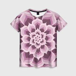 Женская футболка 3D Цветочный узор в розовых тонах. 