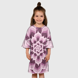 Детское платье 3D Цветочный узор в розовых тонах.  - фото 2