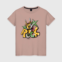 Женская футболка хлопок Граффити Rock party