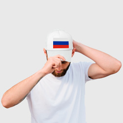 Кепка с принтом Триколор - флаг России плетёный для ребенка, вид спереди №2. Цвет основы: белый