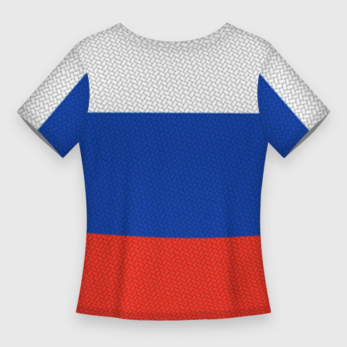 Женская футболка 3D Slim Триколор - флаг России плетёный, цвет 3D печать - фото 2