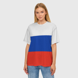 Женская футболка oversize 3D Триколор - флаг России плетёный - фото 2