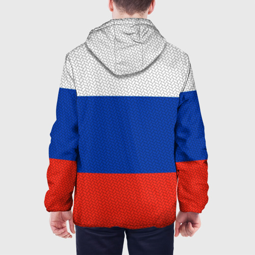 Мужская куртка 3D с принтом Триколор - флаг России плетёный, вид сзади #2