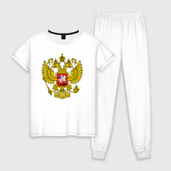 Женская пижама хлопок Герб России - прозрачный фон