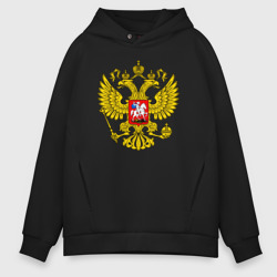 Мужское худи Oversize хлопок Герб России - прозрачный фон