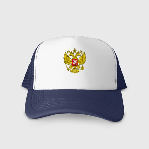 Кепка тракер с сеткой Герб России - прозрачный фон