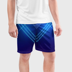 Мужские шорты спортивные Глубокий синий с неоновыми полосами - фото 2
