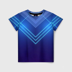 Детская футболка 3D Глубокий синий с неоновыми полосами
