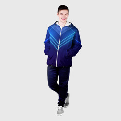 Мужская куртка 3D Глубокий синий с неоновыми полосами - фото 2