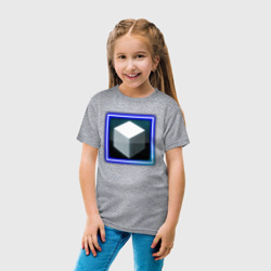 Детская футболка хлопок Белый геометрический куб с сиянием - фото 2