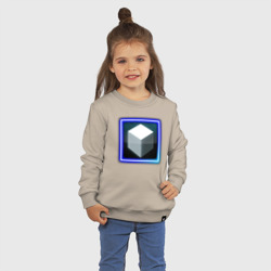 Детский свитшот хлопок Белый геометрический куб с сиянием - фото 2