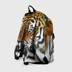 Рюкзак с принтом Боевой тигр для любого человека, вид сзади №1. Цвет основы: белый