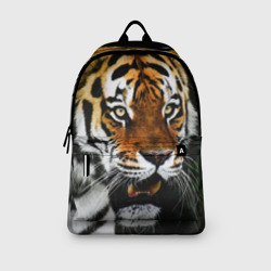 Рюкзак с принтом Боевой тигр для любого человека, вид спереди №3. Цвет основы: белый