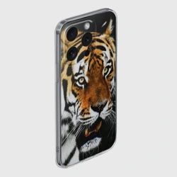 Чехол для iPhone 15 Pro силиконовый с защитой камеры Боевой тигр - фото 2
