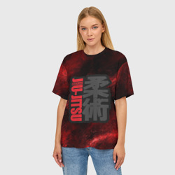 Женская футболка oversize 3D Jiu-Jitsu Bazilian Black-Red - фото 2