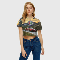 Женская футболка Crop-top 3D Альфа - Ромео на горной дороге - фото 2