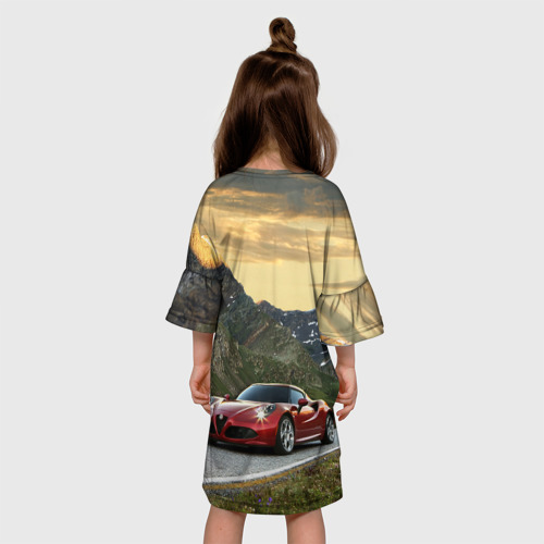 Детское платье 3D Альфа - Ромео на горной дороге, цвет 3D печать - фото 5
