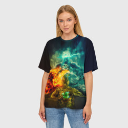 Женская футболка oversize 3D 4 элемента - природные стихии - фото 2
