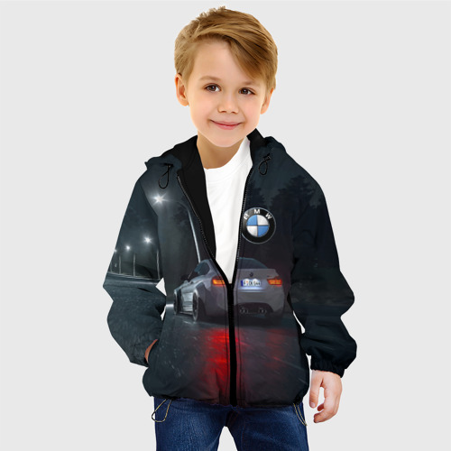 Детская куртка 3D Крутая бэха на ночной трассе, цвет черный - фото 3