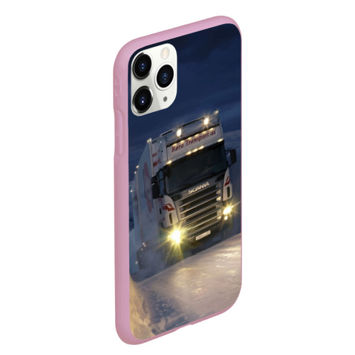 Чехол для iPhone 11 Pro Max матовый Для фуры Scania нет преград, цвет розовый - фото 3