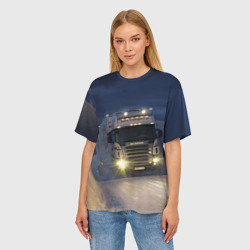 Женская футболка oversize 3D Для фуры Scania нет преград - фото 2