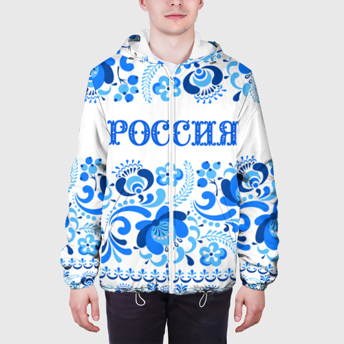 Мужская куртка 3D Россия голубой узор, цвет 3D печать - фото 4