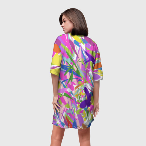 Платье-футболка 3D Сочные краски лета и бабочки, цвет 3D печать - фото 4