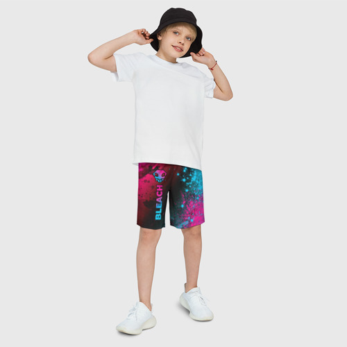 Детские спортивные шорты 3D Bleach - neon gradient: по-вертикали, цвет 3D печать - фото 3