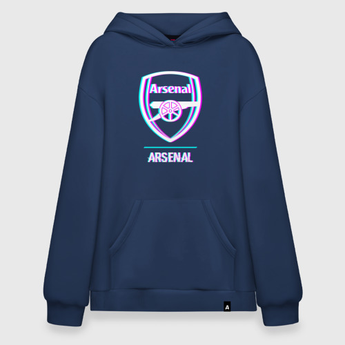 Худи SuperOversize хлопок Arsenal FC в стиле glitch, цвет темно-синий