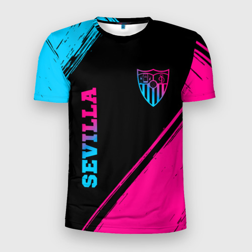 Мужская футболка 3D Slim Sevilla - neon gradient: надпись, символ, цвет 3D печать