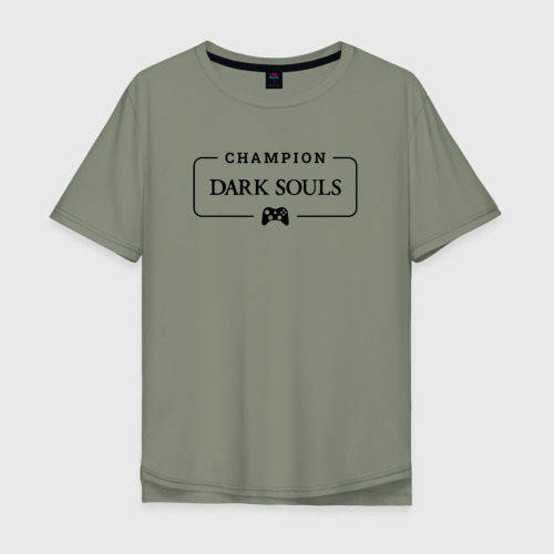 Мужская футболка хлопок Oversize с принтом Dark Souls gaming champion: рамка с лого и джойстиком, вид спереди #2