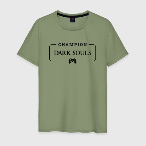 Мужская футболка хлопок с принтом Dark Souls gaming champion: рамка с лого и джойстиком, вид спереди #2