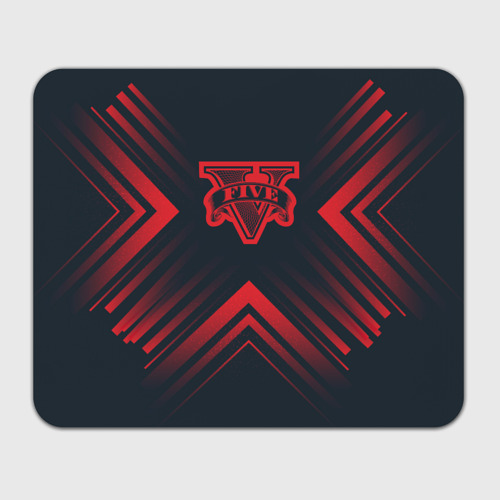 Прямоугольный коврик для мышки Красный символ GTA на темном фоне со стрелками