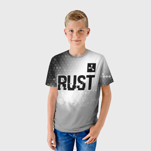 Детская футболка 3D Rust glitch на светлом фоне: символ сверху, цвет 3D печать - фото 3