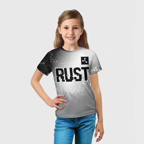 Детская футболка 3D Rust glitch на светлом фоне: символ сверху, цвет 3D печать - фото 5