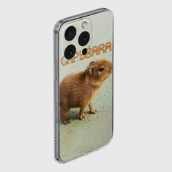 Чехол для iPhone 16 Pro Max силиконовый с защитой камеры Детёныш капибара - фото 2